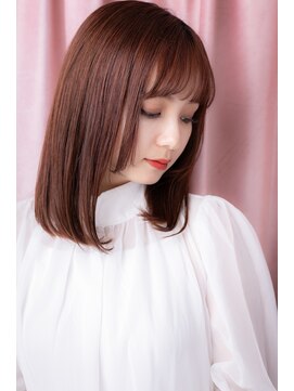 カバーヘア ブリス 大宮西口(COVER HAIR bliss) 大人かわいい段カットピンクベージュワンカールストレートZ大宮!