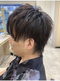 メンズウルフカット ツーブロック 束感  レイヤー 韓国風