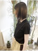 切りっぱなしボブ/デザインカラー/前髪あり