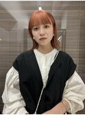 大人可愛いブリーチなしオレンジベージュ