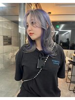 ラ キング(LA KING)&nbsp;ホワイトブロンド外ハネボブ美髪ワイドバングショートウルフ