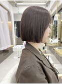 前髪あり簡単スタイリング顎ラインプツッとボブヘア