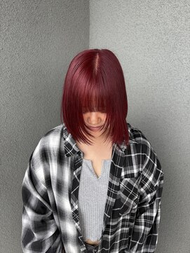 クオン 伊勢崎(QUON.) ワインレッド×ボブ