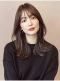 セミロングレイヤー+くびれ巻き