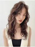 ブリーチなしウェーブパーマロングかきあげ前髪小顔p北浦和