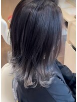 アース 会津若松店(HAIR&MAKE EARTH)&nbsp;暗髪グレージュのレイヤーミディアム