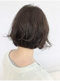 ウェーブボブ/ニュアンス/平行ボブ/パーマ/30代/20代/オリーブ