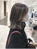 細めグレージュコントラストハイライト