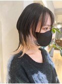 【堀惠】抜きっぱなしインナーカラーウルフレイヤー顔周りボブ