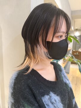 エミス バイ メルト 吉祥寺(emis by melt) 【堀惠】抜きっぱなしインナーカラーウルフレイヤー顔周りボブ