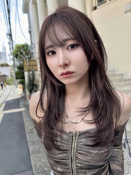 ラグーン 原宿 表参道(LAGOON) 韓国風小顔前髪ワンカールレイヤーカットグレージュ