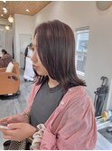切りっぱなしロブとコーラルピンク