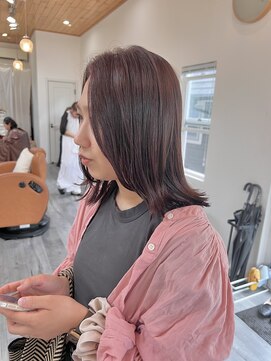 レポ(LEPO) 切りっぱなしロブとコーラルピンク