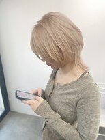 ユウル 横浜(juhl.) シャギーウルフブリーチダブルカラーモカブラウンミルクブラウン