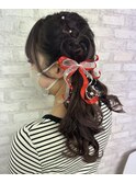 編み込み×ツインテール×リボン×パール×ハートアレンジ