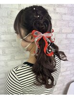ヘアセット専門店 ナゴミ 渋谷店(nagomi)&nbsp;編み込み×ツインテール×リボン×パール×ハートアレンジ