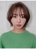 大人可愛いひし形ショート20代30代40代丸みショートシースルー