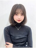 シースルーバング 顔周りカット レイヤーカット グレージュ