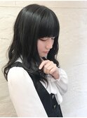 ナチュラル/ミディアム/セミロング/巻き髪好き黒髪/朝霞
