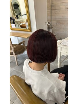シアン 立川店(Shian) ぱつっとボブ×レッドブラウン