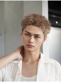 渋谷スパイキーショートパーマWブリーチカラーメンズショート