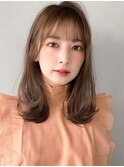 セミディ前髪こなれヘア斜めバング似合わせカット#331f0707