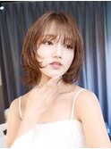 ボブパーマ/ゆるめパーマ/前髪あり/ブラウン/レイヤーボブ