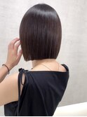 ぱつっとボブ切りっぱなしボブ　縮毛矯正　ストレート