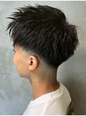 束感ショート 黒髪 刈り上げ スキンフェード 20代 30代