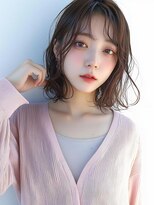 ムウ 難波(MOU)&nbsp;ナチュラルボブ暗めカラーグランマッシュデザイン20代30代40代50