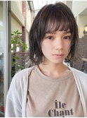 *オリーブベージュ×外ハネウェーブボブ*