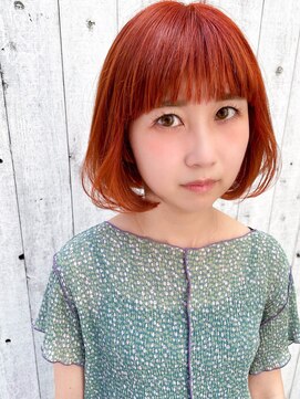 ローランド(Rowland) 韓国風☆ボブ☆タンバルモリ☆ダブルカラー☆ブリーチ☆オレンジ