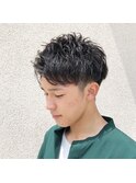ニュアンスパーマで束感アップバングツーブロックショート☆