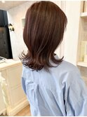 福山caaryほんのりピンクブラウンカラー外はねくびれロブ