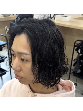 ニコフクオカヘアーメイク(NIKO Fukuoka Hair Make) 「NIKO」メンズボブパーマ メンズミディアム スパイラルボブ