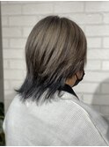くびれボブミニウルフ透明感シルバーアッシュグレージュカラー