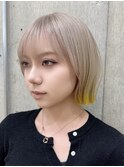 ウルフレイヤーボブ長めボブ切りっぱなしボブ20代30代ハイトーン