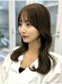 前髪オリーブベージュ顔まわり韓国レイヤーブリーチU24学割