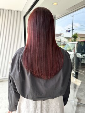 ナンバー(number+) 20代30代40代艶感ストレートボルドーレッド髪質改善ストレート