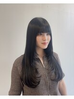 ヘアーメイクブランニュー セントラル 西大寺店(hair make Brand new central)&nbsp;巻き髪ワンカール韓国風黒髪レイヤーカットぱっつん前髪20代奈良