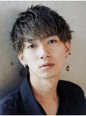 サーフカール/ 刈り上げセンターパート/ブルーブラック[新宿駅]