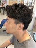 ビジネスショートメンズマッシュツイストパーマツーブロック