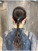 ヘアセット 結婚式ヘア お呼ばれヘア 編み下ろし ローポニー
