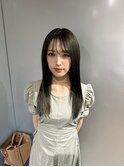 韓国風スタイル/くびれヘア/ワンホンレイヤー/ロング/オリーブ