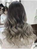 バレイヤージュレイヤーカットイルミナカラーオリーブ韓国風堺東