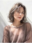 ミディアムレイヤー/大人女性/ココアベージュ/脱白髪染め