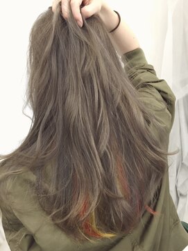 コキャン(COQUIN) アッシュグレー+インナーカラーオレンジイエロー