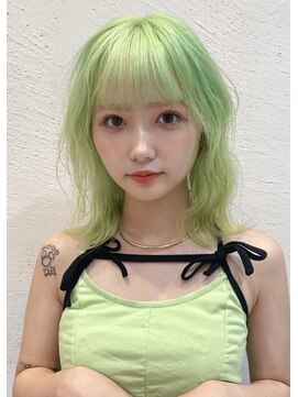 ディーン 名駅店(DEAN) ダブルカラー ブリーチ ミントカラー グリーンカラー