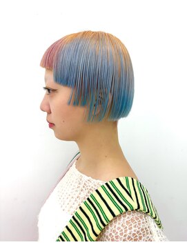 クク(QUQU) ボブ　刈り上げボブ　デザインカット　デザインカラー　春カラー