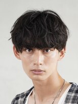 マッシュセンターパートシャドウパーマ無造作パーマ黒髪